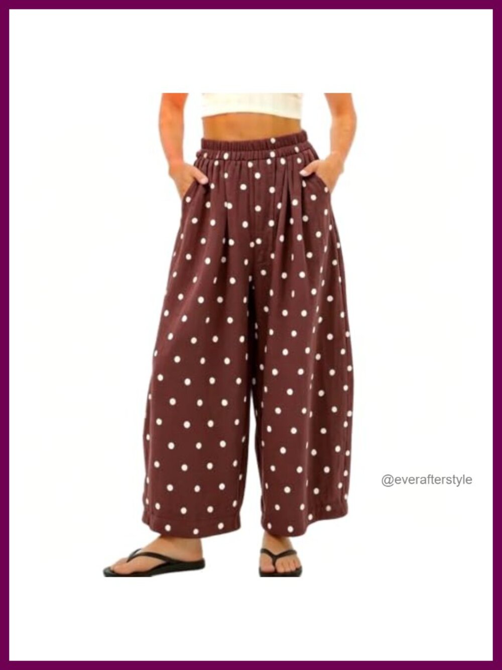 Womens Polka Dot Wide Leg Palazzo Pants Cotton Linen High Rise Trousers